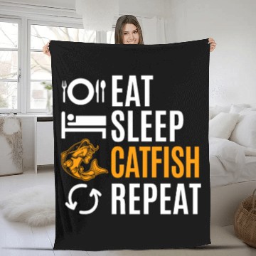 Discover Eat Sleep Catfish Repeat Fleece Blankets