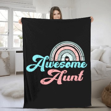 Discover Awesome Aunt retro rainbow vintage Fleece Blankets