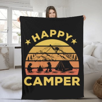 Discover Happy Camper Fleece Blankets