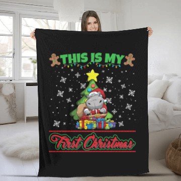 Discover This Is My First Christmas Toddler One Year X-Mas Fleece Blankets