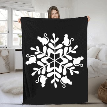 Discover Cats Snowflake Christmas Winter Snow Holiday Kitty Fleece Blankets