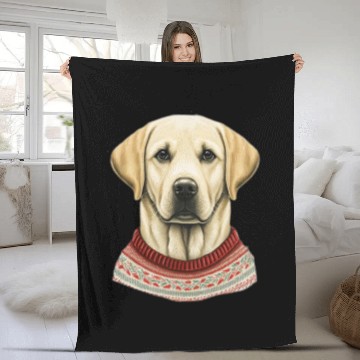 Discover Festive Labrador Retriever in a Christmas Sweater Fleece Blankets