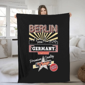 Discover Berlin Germany German City Skyline Vintage Retro Fleece Blankets
