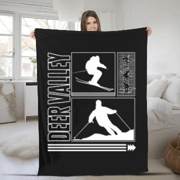 Discover Ski Fleece Blankets, Deer Valley Souvenir Skiing Snowboard