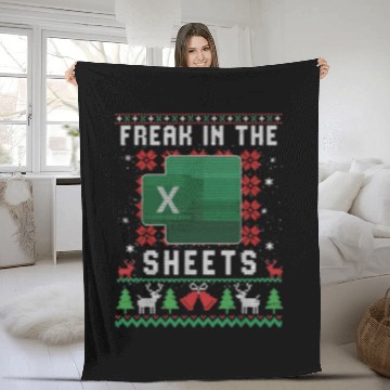 Discover Freak In The Sheets Excel Ugly Christmas Sweater Fleece Blankets