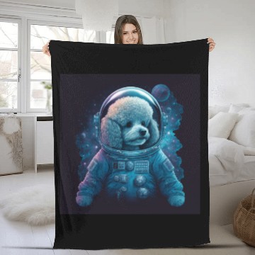 Discover A Poodle In Space Fleece Blankets