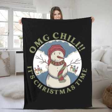 Discover Omg Chili!! It's Christmas Time Apparel Fleece Blankets