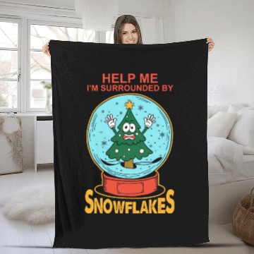 Discover Help Me I'm Surrounded By Snowflakes Fleece Blankets