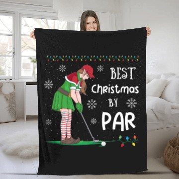 Discover Golf Elf Pun Golfer Christmas Golfing Fleece Blankets