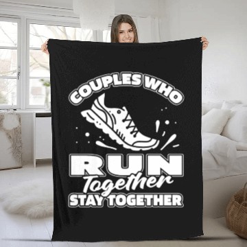 Discover Running Runner Couple Fleece Blankets