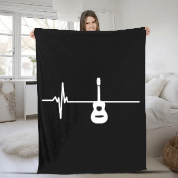 Discover Acoustic Guitar Heartbeat Vintage Musician Fleece Blankets