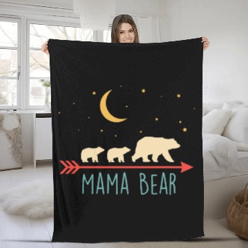 Discover Retro Mama Bear With 2 Cubs Fleece Blankets