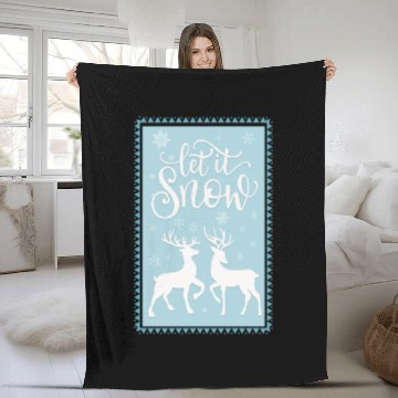 Discover Let it snow with lovely deer couple Fleece Blankets