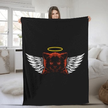 Discover Angel and devil cat Fleece Blankets