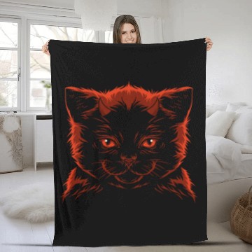 Discover Devil cat Fleece Blankets