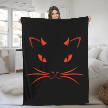 Discover Devil cat Fleece Blankets