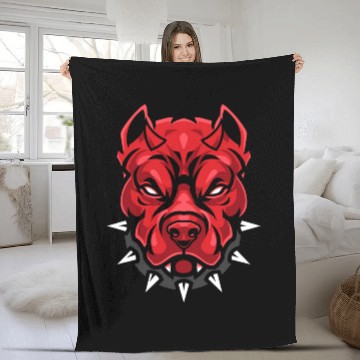 Discover Devil pitbull dog Fleece Blankets