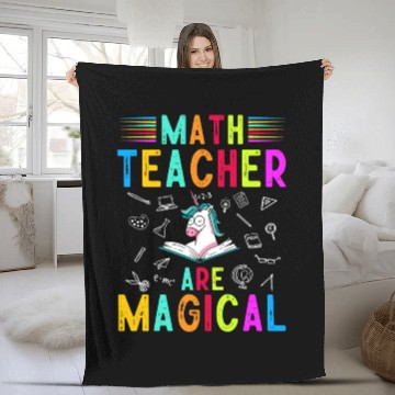 Discover Math Teacher Unicorn Fleece Blankets