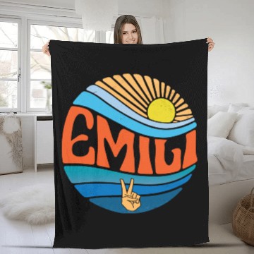 Discover Emili Fleece Blankets Vintage Sunset Emili Groovy Tie Dye