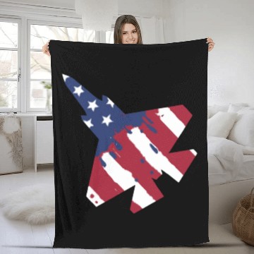 Discover F-35 Lightning Military American Painted Flag Jet Fleece Blankets