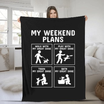 Discover My Weekend Plans Great Dane Fleece Blankets