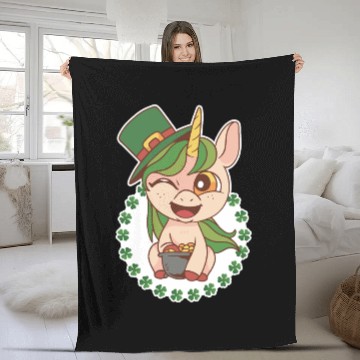 Discover St Patricks Day Fantasy Unicorn Fleece Blankets