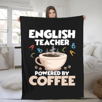 Discover English Teacher Powered By Coffee Language Grammar Fleece Blankets