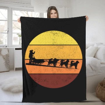 Discover Husky Sledding Sled Dog Racing Alaskan Racers Fleece Blankets