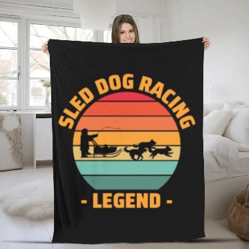 Discover Husky Sledding Sled Dog Racing Alaskan Racers Fleece Blankets