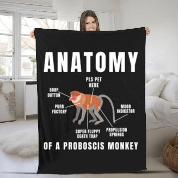 Discover Anatomy Of A Proboscis Monkey, Funny Meme Animal Fleece Blankets