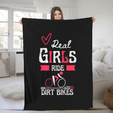 Discover Fly Real Girls Ride Dirt Bikes love Fleece Blankets