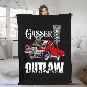 Discover Gasser Outlaw Class Vintage Drag Racing Race Car Fleece Blankets