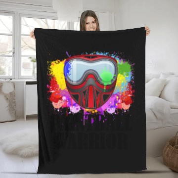 Discover Paintball Warrior Mask Squad Paintballer Air Gun Fleece Blankets