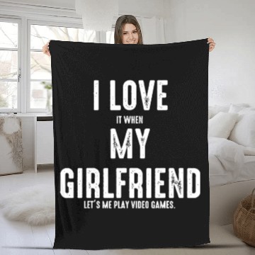Discover I Love my Girlfriend National Video Games Day Fleece Blankets