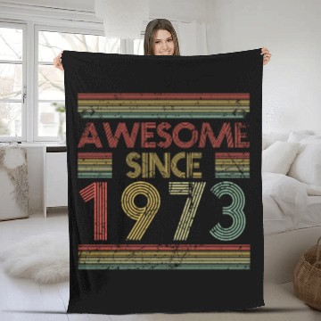 Discover 50 Years Vintage 1973 Retro 50th Birthday Fleece Blankets