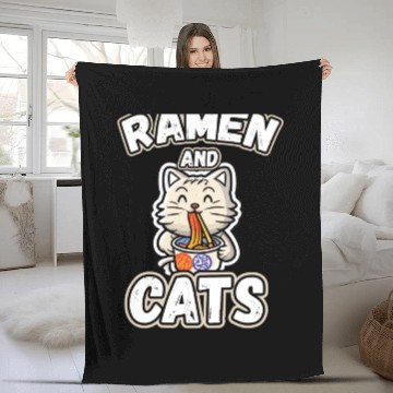 Discover Ramen and cats Fleece Blankets