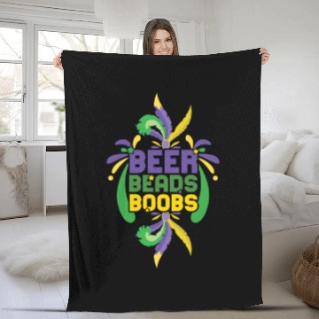 Discover Festival Parade Beer Beads Bling Mardi Gras 2023 Fleece Blankets