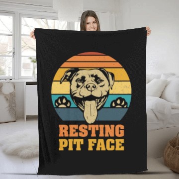 Discover Pitbull Resting Pit Face Vintage Fleece Blankets