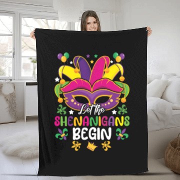 Discover Shenanigans Mask Festival Parade Beads Mardi Gras Fleece Blankets