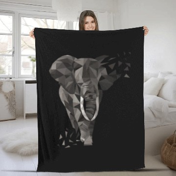 Discover Elephant Gift Idea - Low Poly Elephant Fleece Blankets