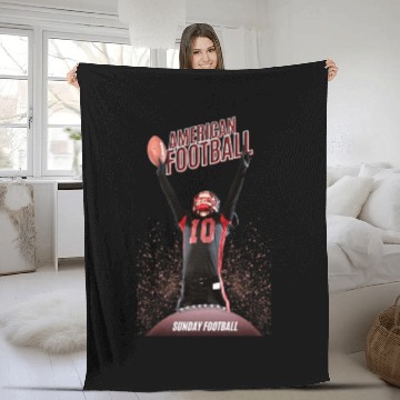 Discover American Football Sunday Match Black and Red Svg Fleece Blankets