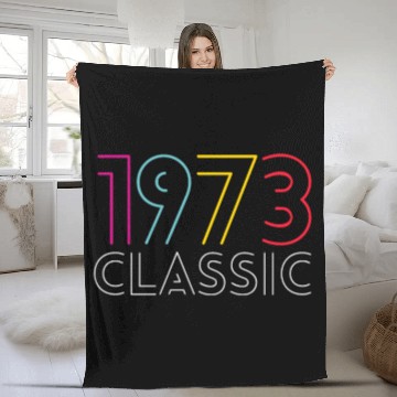 Discover 50 Years Vintage 1973 Retro 50th Birthday Fleece Blankets