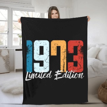 Discover 50 Years Vintage 1973 Retro 50th Birthday Fleece Blankets