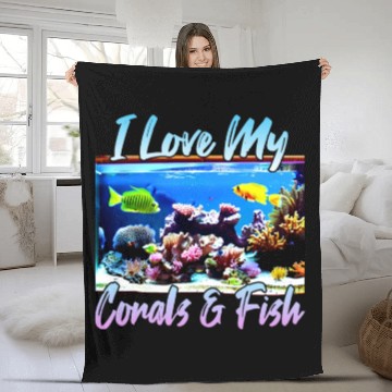 Discover Saltwater aquarium coral fish Fleece Blankets