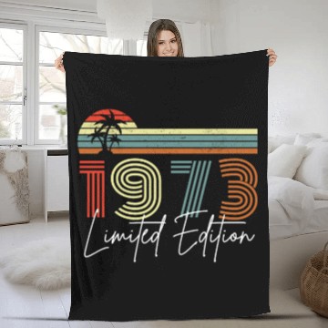 Discover 50 Years Vintage 1973 Retro 50th Birthday Fleece Blankets
