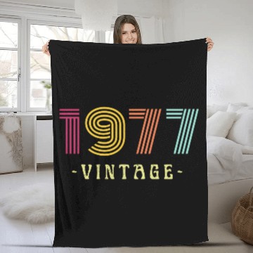 Discover Neon Rainbow Retro Birthday Year Vintage 1977 Fleece Blankets