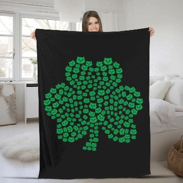 Discover Womens cats Icon white Shamrock St. Patrick's Day Fleece Blankets
