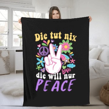 Discover Hippie Peace Groovy FlowerPower Boho Woodstock Fleece Blankets