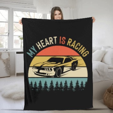 Discover Fathers Day Retro Vintage Speedway Car Racing Fleece Blankets