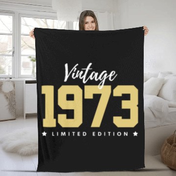 Discover 50 Years Vintage 1973 Retro 50th Birthday Fleece Blankets